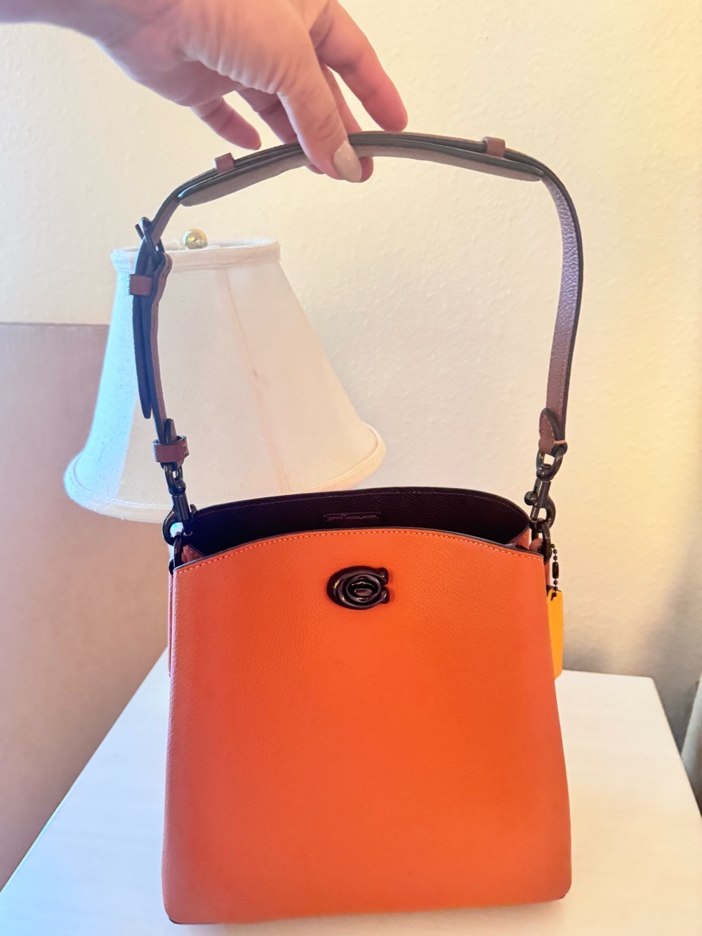 Coach Orange Pebbled Leather Crossbody with Signature Turnlock
